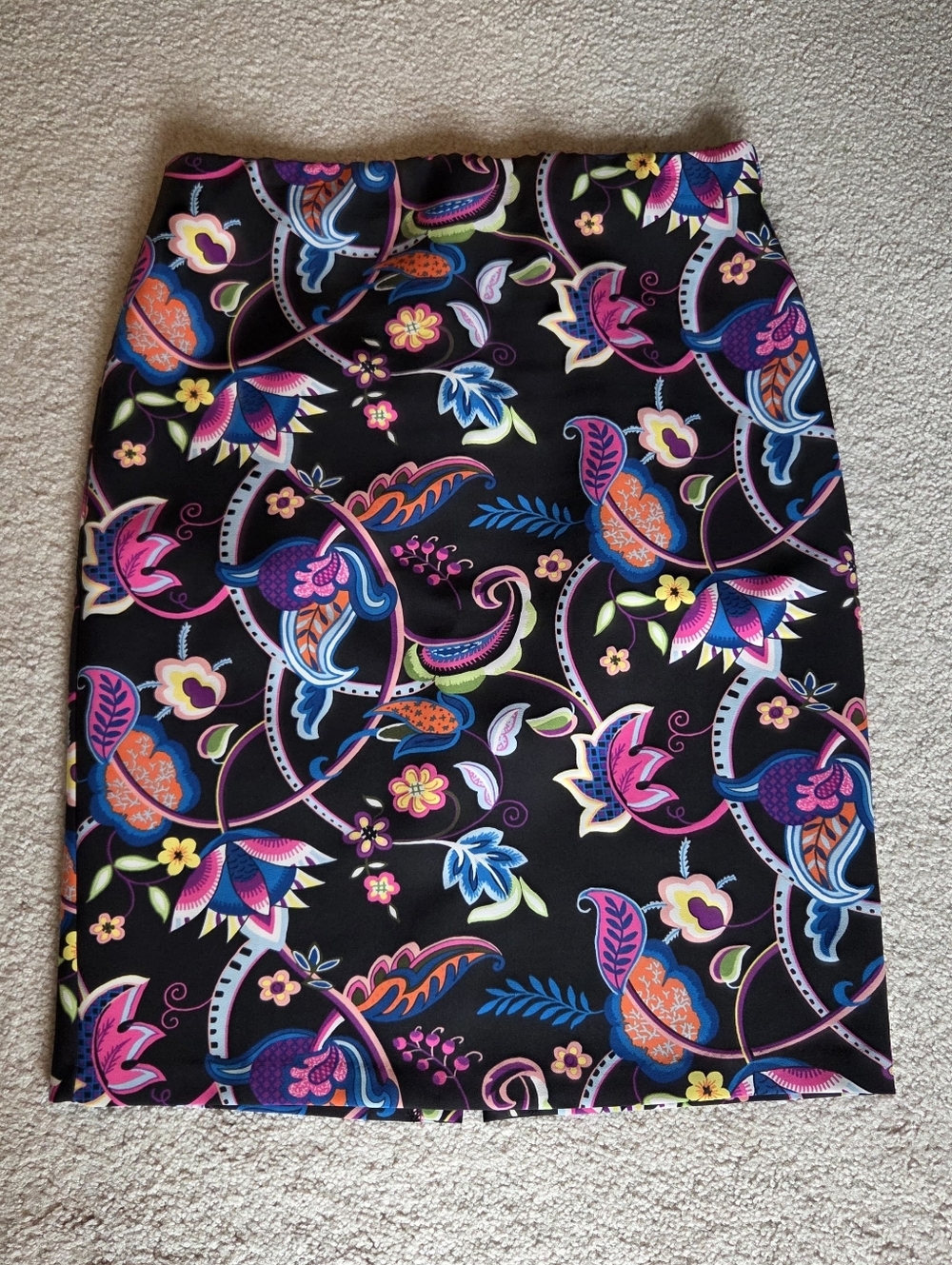 Black Floral Print Pencil Skirt